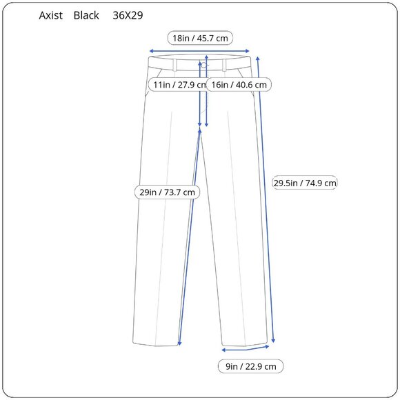 Axist Tech Slim Fit Chino Dress Pants Men's Size 36x29 Black Dry Fit Flat Front - Picture 3 of 14